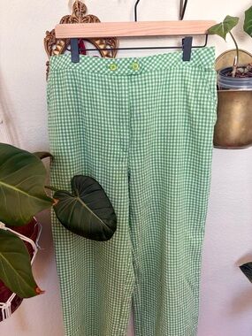 Vintage Catalina Green and White Gingham Pants